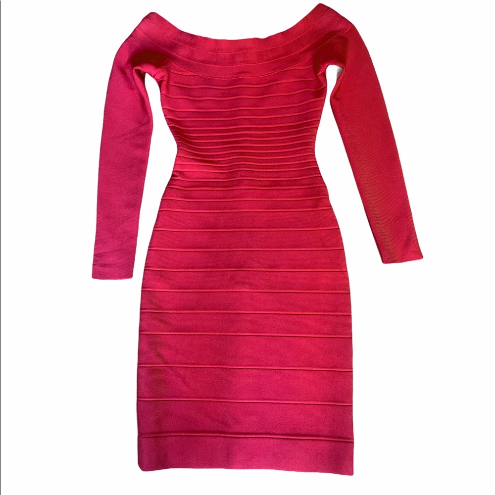 Lipstick Red Herve Leger Candice Dress